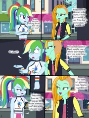 Size: 768x1024 | Tagged: safe, artist:ilaria122, derpibooru import, lightning dust, rainbow dash, comic:a mysterious rival, equestria girls, equestria girls-ified, geode of super speed, magical geodes