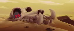 Size: 1440x603 | Tagged: arthropod, bone dry desert, creepy crawlies, dead, derpibooru import, desert, my little pony: the movie, red eyes, safe, screencap, skull