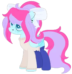 Size: 407x415 | Tagged: safe, artist:bezziie, derpibooru import, oc, oc:strawberry pie, unofficial characters only, pegasus, pony, base used, bow, clothes, female, hair bow, mare, simple background, socks, solo, sweater, transparent background