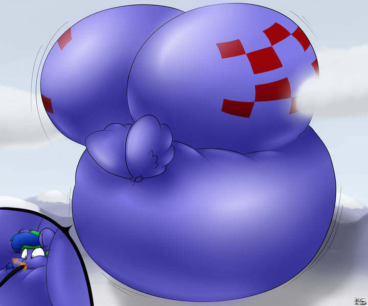 Size: 3600x3000 | Tagged: questionable, artist:the-furry-railfan, derpibooru import, oc, oc:felicity stars, unofficial characters only, pegasus, pony, air tank, belly, blimp, cloud, floating away, gas inflation, hose, huge butt, impossibly large belly, impossibly large butt, inflated ears, inflated wings, inflation, large butt, mistakes were made, mountain, mountain range, panic, puffy cheeks