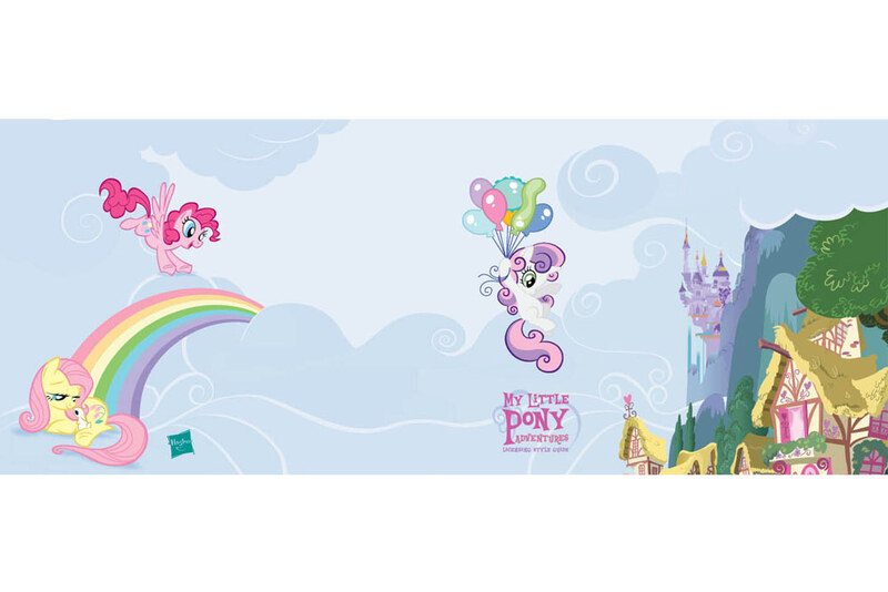 Size: 1000x667 | Tagged: safe, artist:brittany harriman, artist:lauren faust, derpibooru import, official, fluttershy, pinkie pie, posey, sweetie belle, pegasus, pony, rabbit, unicorn, balloon, canterlot, g1, g1 to g4, generation leap, hasbro, image, jpeg, official art, pegasus pinkie pie, ponyville, race swap, stock image, stock vector, style guide, wings