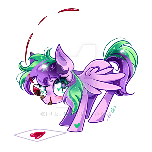 Size: 600x600 | Tagged: safe, artist:ipun, derpibooru import, oc, oc:painted smiles, unofficial characters only, pegasus, pony, female, heart eyes, mare, mouth hold, paint, paintbrush, paper, simple background, solo, transparent background, watermark, wingding eyes