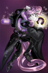 Size: 1500x2300 | Tagged: safe, artist:redheadfly, derpibooru import, sweetie belle, anthro, unicorn, clothes, commission, crossover, female, long nails, mare, moira, older, older sweetie belle, overwatch, solo