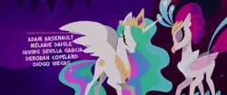Size: 1920x804 | Tagged: safe, derpibooru import, screencap, princess celestia, queen novo, alicorn, classical hippogriff, hippogriff, pony, my little pony: the movie, credits, old friend, pointy ponies