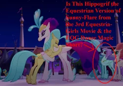 Size: 993x696 | Tagged: safe, derpibooru import, edit, edited screencap, screencap, princess skystar, queen novo, salina blue, sunny flare, ponified, classical hippogriff, earth pony, hippogriff, pony, dance magic, equestria girls, friendship games, my little pony: the movie, spoiler:eqg specials, conspiracy, conspiracy theory, daughter, equestria girls ponified, fan theory, feathered fetlocks, female, image macro, meme, mother, mother and daughter, question, question mark, theory