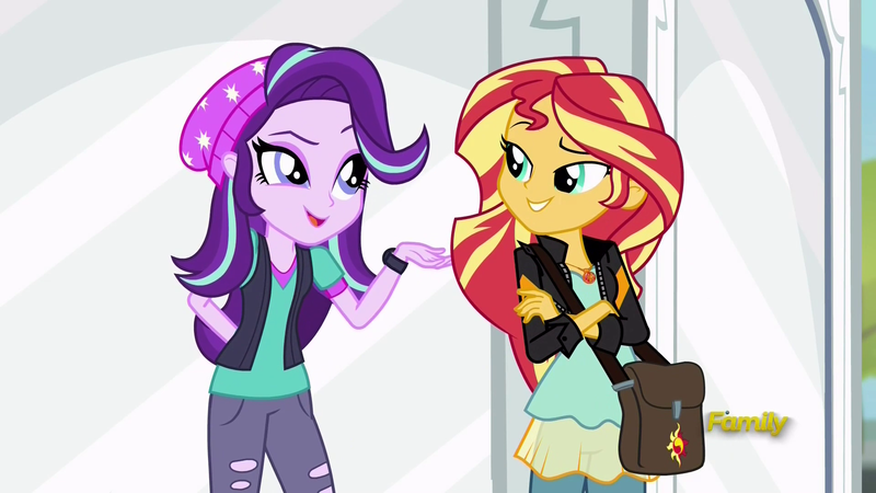 Size: 1920x1080 | Tagged: safe, derpibooru import, screencap, starlight glimmer, sunset shimmer, equestria girls, mirror magic, spoiler:eqg specials, discovery family logo