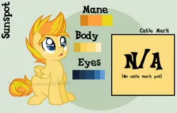 Size: 1264x806 | Tagged: safe, artist:ipandacakes, derpibooru import, oc, oc:sunspot, unofficial characters only, pegasus, pony, colt, male, offspring, parent:fire streak, parent:sunset shimmer, parents:sunsetstreak, reference sheet, solo