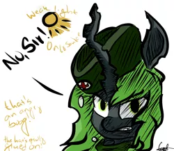 Size: 10000x8661 | Tagged: absurd resolution, artist:obnoxiousbugfag, beret, cel shading, changeling, changeling oc, changeling queen, changeling queen oc, colored, combat medic, crooked horn, derpibooru import, etching, female, green changeling, hat, medic, medical, military, military uniform, oc, oc:verita white, ridicilousres, safe, simple background, sketch, solo, unofficial characters only, wierd ear