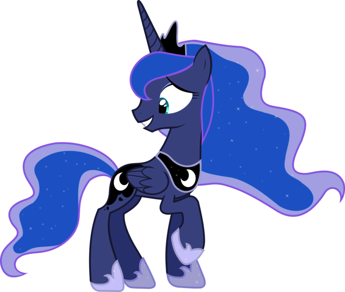 Size: 3214x2722 | Tagged: episode needed, safe, artist:princesketchy, derpibooru import, princess luna, alicorn, pony, horn, mane, raised hoof, simple background, transparent background, vector, wings