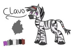 Size: 1850x1260 | Tagged: artist:hudthepony, cutie mark, derpibooru import, fluffy, male, mohawk, oc, oc:clavo, reference sheet, safe, simple background, solo, stripes, transparent background, unofficial characters only, unshorn fetlocks, zebra, zebra oc