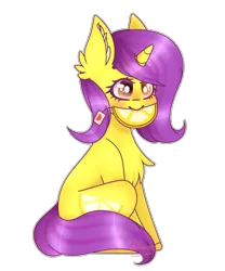 Size: 2401x2892 | Tagged: safe, artist:honeybbear, derpibooru import, oc, oc:lemontwist, unofficial characters only, pony, unicorn, chibi, female, food, heart, high res, lemon, mare, mouth hold, nom, simple background, sitting, solo, transparent background