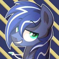 Size: 5000x5000 | Tagged: safe, artist:wingedwolf94, deleted from derpibooru, derpibooru import, oc, oc:lightning flare, unofficial characters only, absurd resolution, bust, commission, grin, icon, looking at you, male, portrait, smiling, smug, solo, stallion, ych result