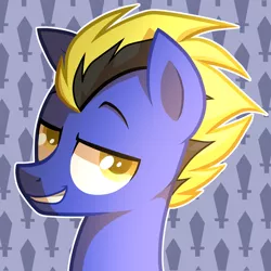 Size: 1024x1024 | Tagged: safe, artist:wingedwolf94, deleted from derpibooru, derpibooru import, oc, oc:cloak, unofficial characters only, bust, commission, grin, icon, male, portrait, smiling, smug, solo, stallion, ych result