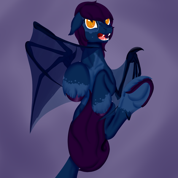 Size: 1500x1500 | Tagged: safe, artist:bevendre, derpibooru import, oc, oc:midnight oil, unofficial characters only, bat pony, bat wings, underhoof