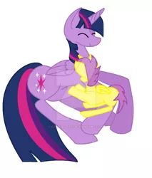 Size: 600x705 | Tagged: alicorn, alicorn oc, artist:love-bite02, colt, derpibooru import, female, lying down, male, mother and child, mother and son, oc, oc:orion galaxy, offspring, parent:flash sentry, parents:flashlight, parent:twilight sparkle, pregnant, safe, side, simple background, smiling, twilight sparkle, twilight sparkle (alicorn), watermark, white background