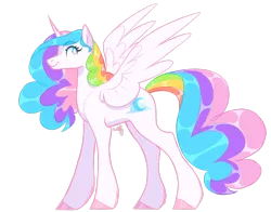 Size: 800x626 | Tagged: safe, artist:wolfyfree, derpibooru import, oc, oc:dream weaver, unofficial characters only, alicorn, pony, alicorn oc, female, happy, mare, multicolored hair, multicolored mane, multicolored tail, rainbow hair, simple background, smiling, solo, spread wings, standing, transparent background, wings