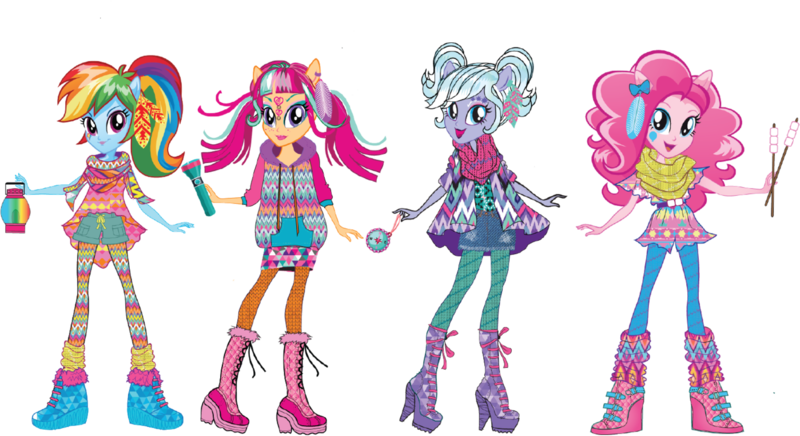 Size: 1399x762 | Tagged: safe, artist:cimmi cumes, derpibooru import, pinkie pie, rainbow dash, sour sweet, sugarcoat, equestria girls, legend of everfree, boots, clothes, compass, concept art, food, geometric, high heel boots, image, lantern, marshmallow, pigtails, png, scarf, shoes, simple background, transparent background, what could have been