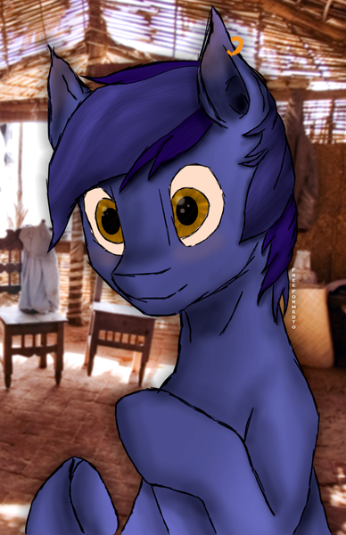 Size: 2640x4080 | Tagged: safe, artist:freeformedto, derpibooru import, oc, oc:free form, unofficial characters only, unicorn, amber eyes, blurred background, blushing, blushing ears, colt, foal, happy, male, messy mane, shadhavar, small horn, smiling, young