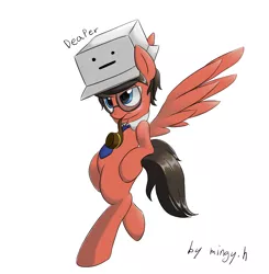 Size: 2300x2350 | Tagged: safe, artist:mingy.h, derpibooru import, oc, unofficial characters only, pegasus, pony, box, glasses, necktie, pipe, requested art, simple background, solo, white background