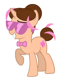 Size: 5225x6994 | Tagged: safe, artist:estories, derpibooru import, oc, oc:pink rose, oc:think pink, unofficial characters only, pony, unicorn, absurd resolution, bowtie, female, mare, raised hoof, rule 63, simple background, solo, sunglasses, transparent background, vector