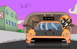 Size: 2000x1272 | Tagged: afternoon, artist:trackheadtherobopony, building, car, derpibooru import, element pony, highway, object pony, oc, oc:carbon 6, original species, pagani, pagani huayra, ponified, safe, signature, solo, supercar, tunnel, unofficial characters only