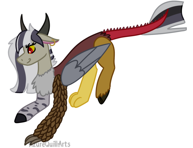 Size: 1541x1181 | Tagged: artist:azure-quill, derpibooru import, draconequus, female, hybrid, interspecies offspring, oc, offspring, parent:discord, parents:zecord, parent:zecora, safe, simple background, solo, transparent background, unofficial characters only