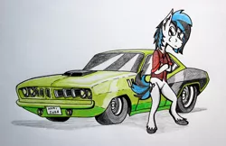 Size: 4888x3160 | Tagged: artist:bumskuchen, car, derpibooru import, oc, oc:scotch macmanus, plymouth, plymouth hemi cuda, safe, solo, traditional art, unofficial characters only
