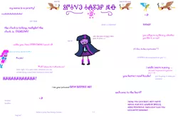 Size: 1518x1024 | Tagged: safe, artist:horsesplease, derpibooru import, gilda, pinkie pie, rainbow dash, twilight sparkle, alien, gryphon, equestria girls, 1000 hours in ms paint, are equestrian girls human?, armor, background gilda, cipher, glagolitic, ideal gf, meme, sword, weapon, welcome to the herd