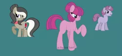 Size: 800x367 | Tagged: safe, artist:t-aroutachiikun, derpibooru import, oc, oc:fiddle, oc:fizzle berry, unofficial characters only, earth pony, pony, unicorn, female, green background, magical lesbian spawn, male, mare, offspring, parent:frederic horseshoepin, parent:octavia melody, parent:pinkie pie, parent:sugar belle, parents:fredtavia, parents:sugarpie, simple background, stallion