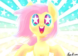 Size: 1691x1211 | Tagged: safe, artist:f0rever13, derpibooru import, fluttershy, pegasus, pony, alternate hairstyle, amazed, backlighting, bright, bust, cute, digital art, emotional, female, happy, mare, open mouth, portrait, rcf community, shyabetes, smiling, solo, spread wings, starry eyes, wingding eyes