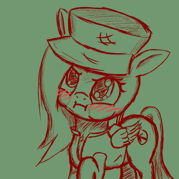 Size: 1024x1024 | Tagged: safe, artist:aeropegasus, derpibooru import, oc, oc:aero pegasus, unofficial characters only, pegasus, pony, :i, angry, blushing, cap, clothes, cute, digital art, hat, ocbetes, simple background, sketch, solo, vest