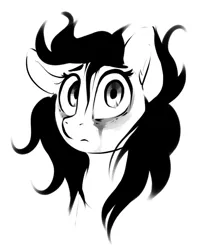 Size: 710x824 | Tagged: safe, artist:dimfann, derpibooru import, oc, unofficial characters only, pony, bust, grayscale, monochrome, portrait, simple background, sketch, solo, white background