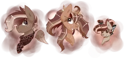Size: 3284x1532 | Tagged: safe, artist:6-fingers-lover, derpibooru import, oc, oc:hazelnut cream, oc:mocaccino jungle heart, oc:sugar rush, unofficial characters only, original species, pony, augmented horn, baby, baby pony, female, filly, male, mare, simple background, stallion, tongue out, transparent background, wings