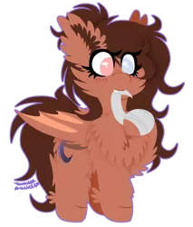 Size: 1024x1200 | Tagged: safe, artist:vanillaswirl6, derpibooru import, oc, oc:shiloh, unofficial characters only, bat pony, bandage, chest fluff, chibi, cute, cute little fangs, fangs, female, fluffy, heterochromia, hoof fluff, mare, mouth hold, no pupils, raised hoof, simple background, solo, transparent background