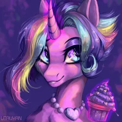 Size: 1661x1661 | Tagged: safe, artist:utauyan, derpibooru import, oc, oc:glittersweet, unofficial characters only, pony, bust, commission, portrait, solo