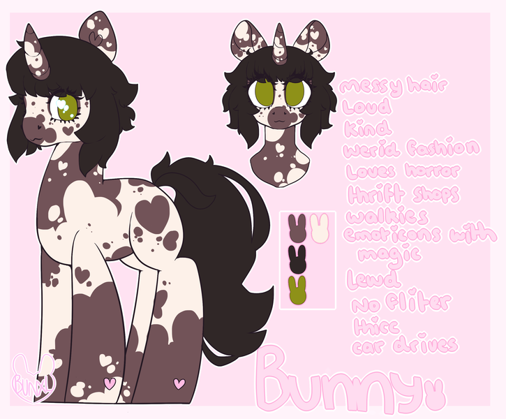 Size: 2558x2117 | Tagged: safe, artist:bunxl, derpibooru import, oc, oc:bunny, unofficial characters only, pony, unicorn, pinto, reference sheet