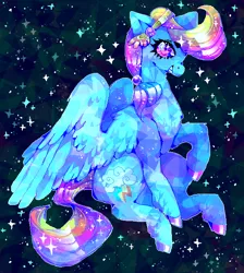 Size: 572x639 | Tagged: safe, artist:njeekyo, derpibooru import, rainbow dash, crystal pony, pony, alternate hairstyle, color porn, crystallized, eyestrain warning, grin, smiling, solo