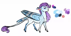 Size: 1280x660 | Tagged: safe, artist:earthsong9405, deleted from derpibooru, derpibooru import, oc, unofficial characters only, pegasus, pony, adoptable, leonine tail, magical lesbian spawn, next generation, offspring, parent:rainbow dash, parent:rarity, parents:raridash, realistic anatomy, realistic horse legs, simple background, solo, tail feathers, white background