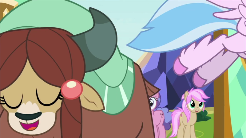 Size: 1920x1080 | Tagged: safe, derpibooru import, screencap, silverstream, strawberry scoop, yona, classical hippogriff, earth pony, hippogriff, pony, yak, school daze, feathered fetlocks, friendship student, school of friendship