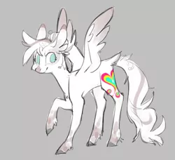 Size: 1386x1266 | Tagged: safe, artist:bebbies, derpibooru import, oc, oc:marble mark, unofficial characters only, pegasus, pony, female, gray background, mare, raised hoof, simple background, solo, unshorn fetlocks