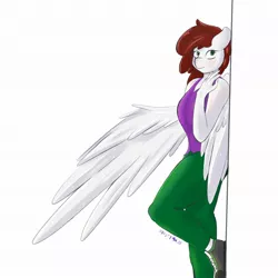 Size: 2048x2048 | Tagged: safe, artist:epicenehs, derpibooru import, oc, oc:graph travel, unofficial characters only, anthro, pegasus, against wall, clothes, female, freckles, heart eyes, simple background, solo, transparent background, wingding eyes