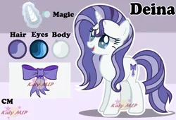 Size: 1024x698 | Tagged: safe, artist:sleppchocolatemlp, derpibooru import, oc, oc:deina, unofficial characters only, pony, unicorn, female, mare, offspring, parent:fancypants, parent:rarity, parents:raripants, reference sheet, solo