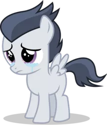 Size: 403x469 | Tagged: safe, artist:frownfactory, artist:jawsandgumballfan24, derpibooru import, edit, rumble, pony, colt, crying, male, offscreen character, sad, simple background, teary eyes, transparent background, vector, woobie