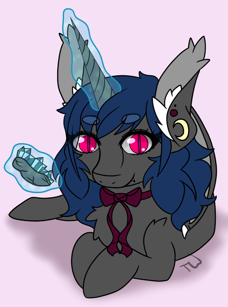 Size: 2408x3240 | Tagged: safe, artist:cottonbreeze, derpibooru import, oc, unofficial characters only, bat pony, pony, unicorn, gem, solo