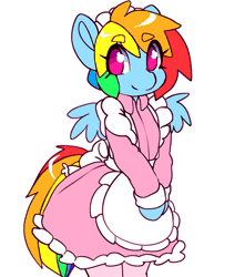 Size: 874x988 | Tagged: suggestive, artist:tolsticot, derpibooru import, rainbow dash, pegasus, pony, semi-anthro, adorasexy, animated, arm hooves, beanbrows, clothes, cute, dashabetes, dress, exposing, eyebrows, female, flashing, frame by frame, garters, looking at you, maid, mare, moe, multicolored hair, panties, pink underwear, rainbow dash always dresses in style, sexy, simple background, skirt, skirt lift, smiling, solo, solo female, squigglevision, stockings, thigh highs, tomboy taming, uncovering, underwear, white background, wings
