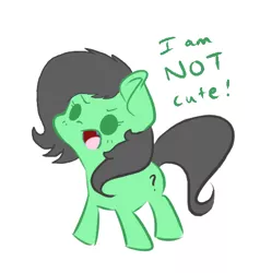 Size: 458x482 | Tagged: safe, derpibooru import, oc, oc:anonfilly, unofficial characters only, pony, adoranon, angry, blatant lies, blushing, cute, female, filly, foal, i'm not cute, looking at you, open mouth, simple background, solo, white background