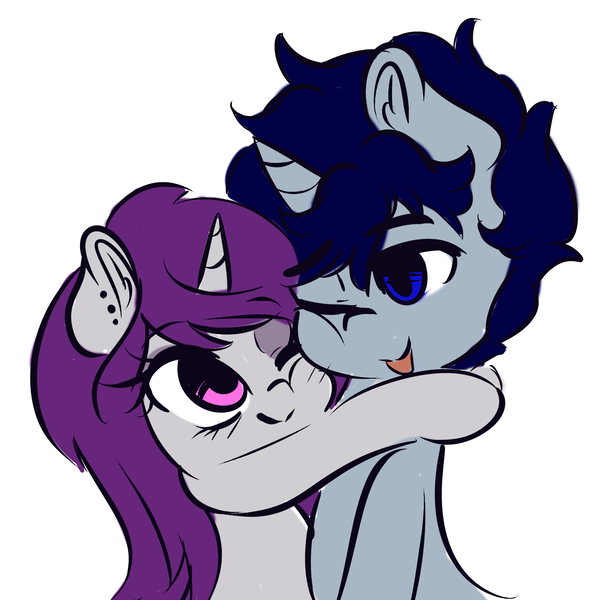 Size: 2528x2548 | Tagged: safe, artist:wickedsilly, derpibooru import, oc, oc:sleepy head, oc:wicked silly, unofficial characters only, pony, couple, cute, female, hug, male, oc x oc, shipping, straight, wickedsleepy