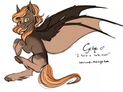 Size: 2613x1950 | Tagged: safe, artist:theecchiqueen, deleted from derpibooru, derpibooru import, oc, oc:cyclone, unofficial characters only, bat pony, hybrid, pegasus, pony, alternate universe, bat pony oc, body freckles, colt, freckles, magical gay spawn, male, offspring, parent:oc:midnight rush, parent:oc:whirlwind, parents:oc x oc, simple background, smiling, solo, underhoof, white background, willowverse