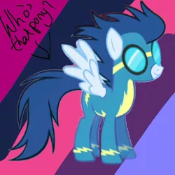 Size: 768x768 | Tagged: safe, artist:wonderschwifty, derpibooru import, blue blazes, pegasus, pony, background pony, clothes, female, goggles, mare, uniform, wonderbolts uniform