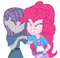 Size: 744x724 | Tagged: safe, artist:lightningshine25, derpibooru import, maud pie, pinkie pie, equestria girls, base used, cute, diapinkes, female, happy, irrational exuberance, laughing, maudabetes, out of character, pie sisters, siblings, simple background, sisters, smiling, when she smiles, white background